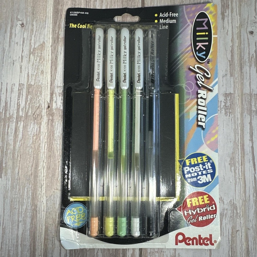 NEW! Vintage Pentel Milky Gel Roller Pastel Pens 4 Colors Hot Shot Pencil Japan